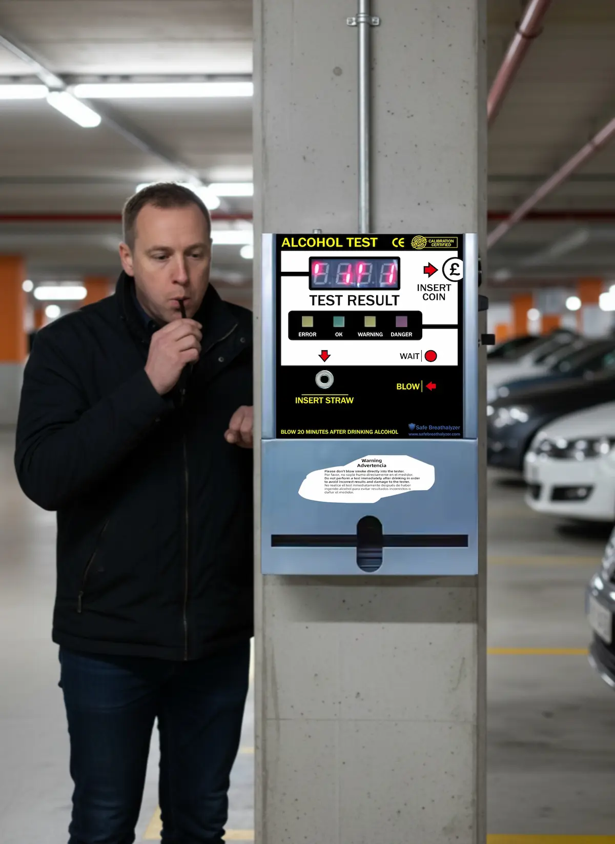 Two men next to a car in a parking lot